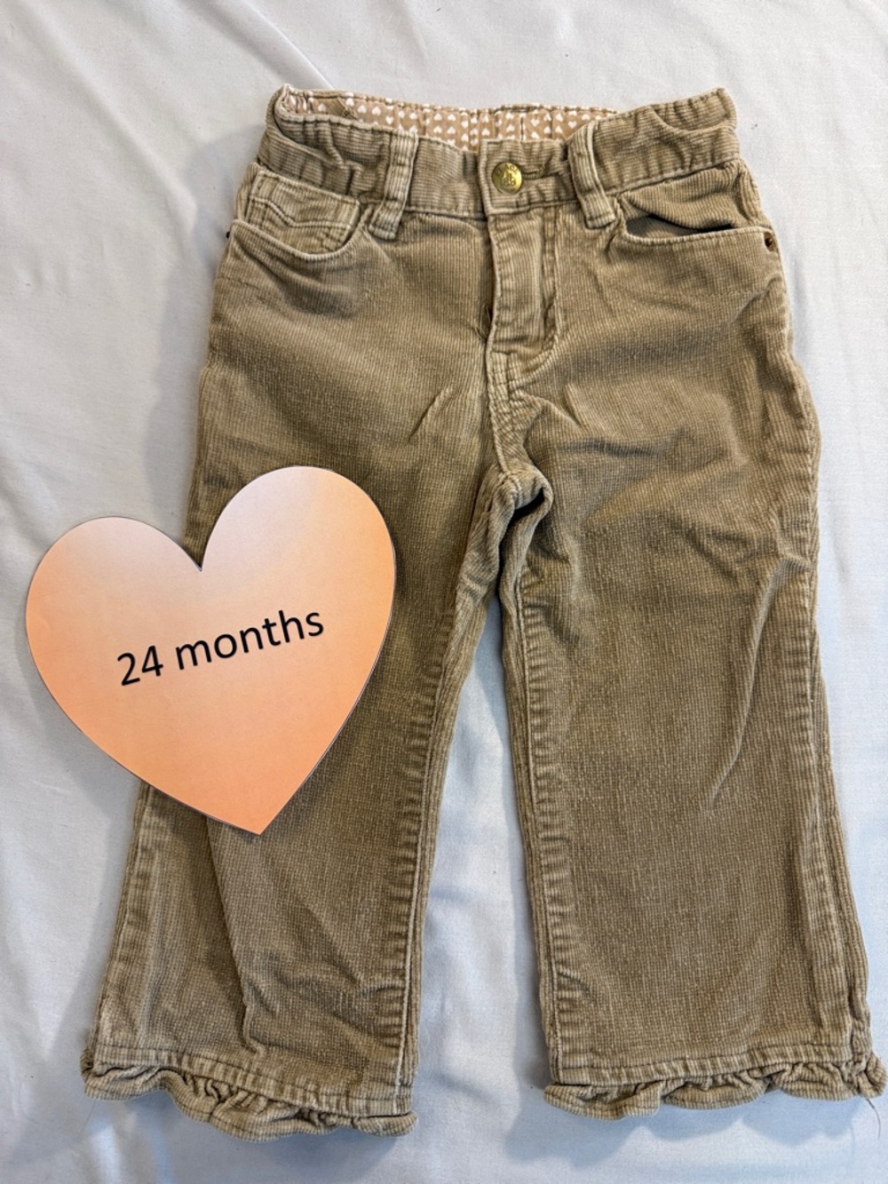 The Children's Place Tan Corduroy Pants w/ ruffled hem
